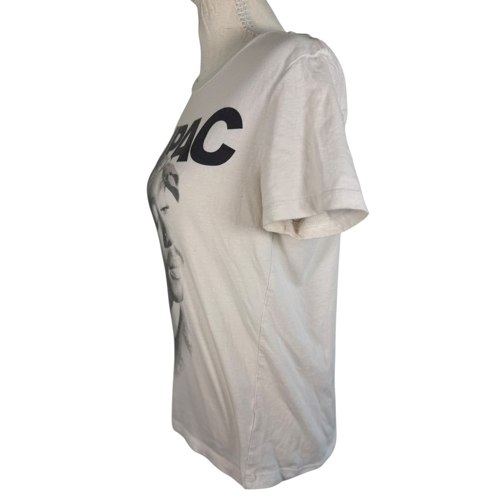 Bravado Tupac Shakur Graphic T Shirt Womens M Cream Cotton Rap Hip Hop Tee 90's - Picture 5 of 7